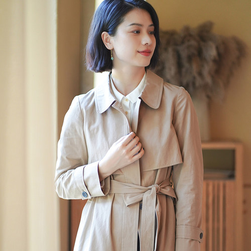 文艺棉质风衣通勤中长款风衣