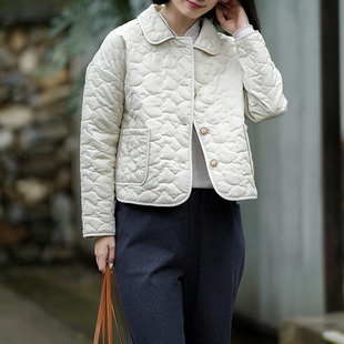 瓷片高端复古文艺原创绗棉短款 云起无痕 棉服棉衣 009 G23D