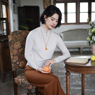 美丽诺羊毛套头衫 G25M 北京瓷片高端复古文艺轻中式 寒辞 030
