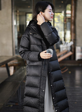 北京瓷片长款连帽羽绒服