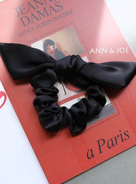 可爱兔耳朵大肠圈日韩发绳简约百搭黑色粉色复古网红头绳手工自制