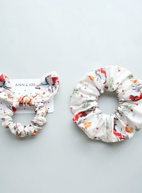 限定小红帽兔耳朵发圈可爱蓝色兔子大肠圈清新甜美少女两用头绳