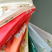 真鱼国风时装 布艺 绣花面料刺绣软缎礼服汉服旗袍马夹棉袄布料中式