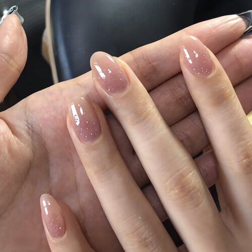 温柔裸色粉紫色碎钻渐变美甲贴