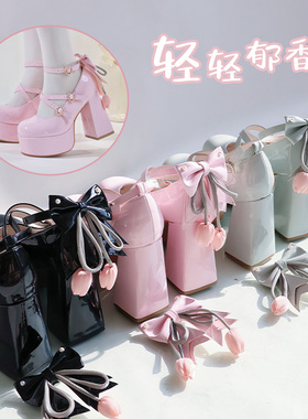 西柚原创【轻轻郁香】新款Lolita防水台高跟特大码玛丽珍优雅lo鞋