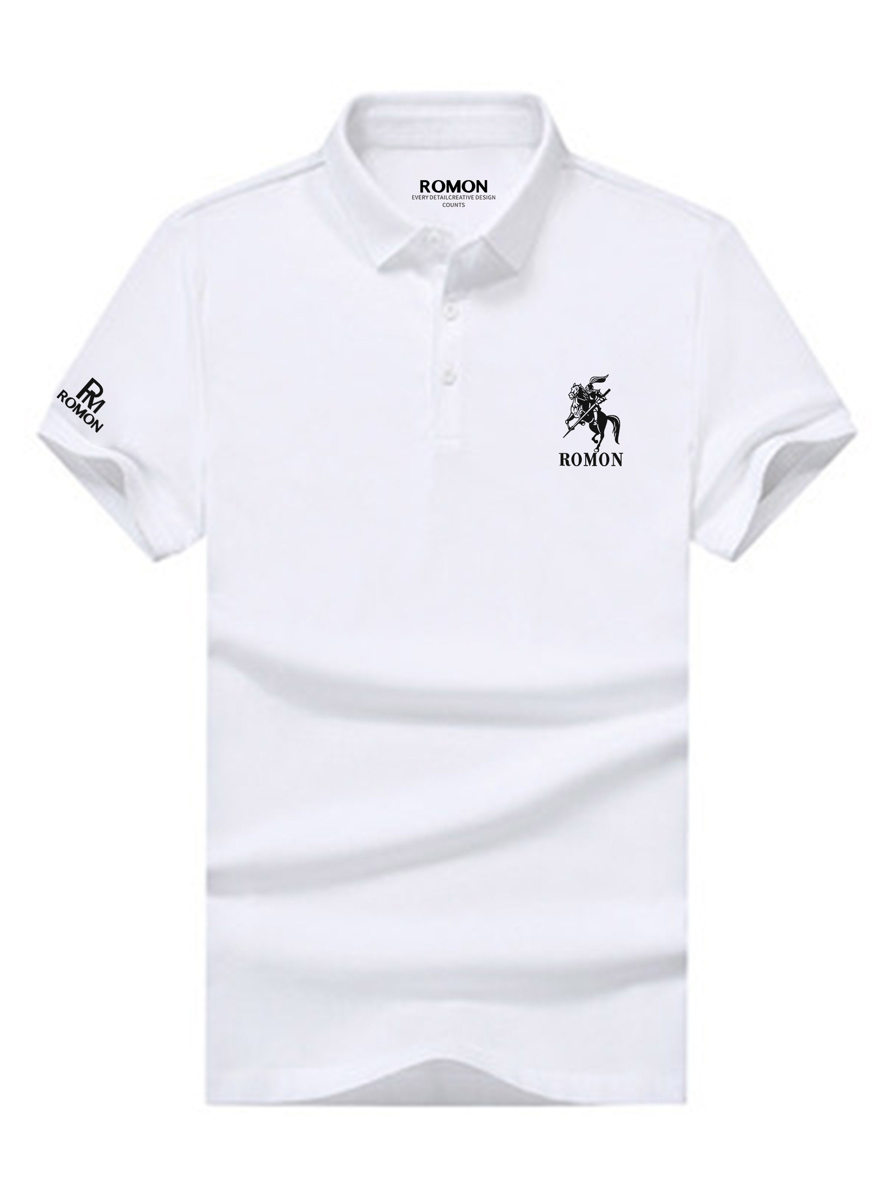 ROMON SHORT-SLEEVED POLO SHIRT AMERICAN FASHION SIMPLE KNITTED COTTON MENS BUSINESS CASUAL LAPEL LONG-SLEEVED T-SHIRT TIDE