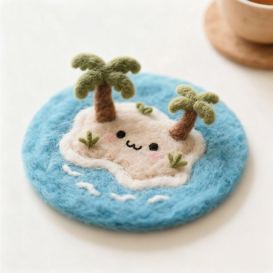 戳戳乐羊毛毡荒岛杯垫手工材料包