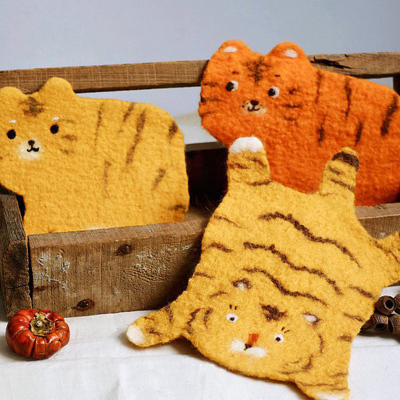 戳戳乐羊毛毡老虎杯垫简单材料包