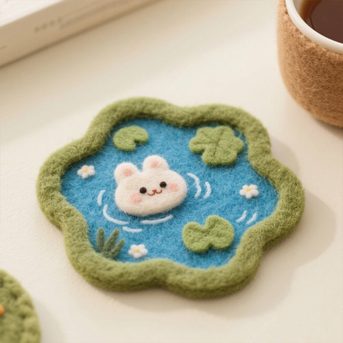 羊毛毡戳戳乐池塘小动物材料包