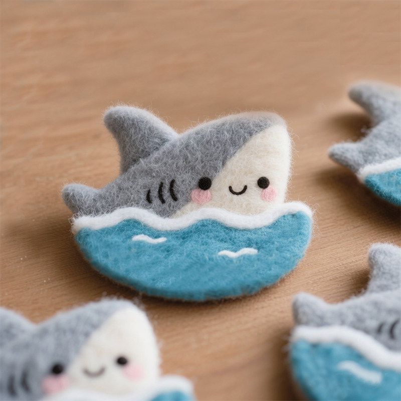 羊毛毡 戳戳乐鲨鱼出水杯垫简单手工DIY材料包可爱礼物活动送工具,居家布艺,缝纫DIY材料套装,淘宝优惠券,粉丝福利购,淘宝优惠卷