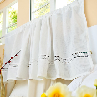 小清新简约格子半帘窗帘门帘短帘半截橱柜书架鞋 架遮挡帘卧室厨房