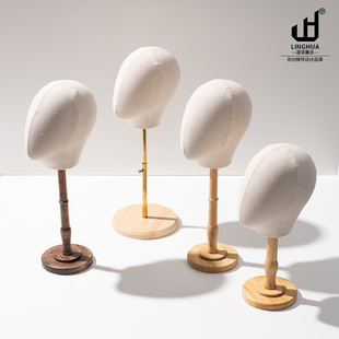 成人麻布头模帽子架假发假人头饰品架耳麦丝巾陈列道具女模特架子