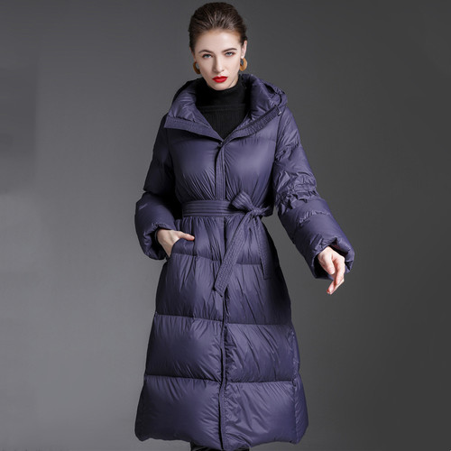 高端品牌羽绒服女加厚连帽中长款