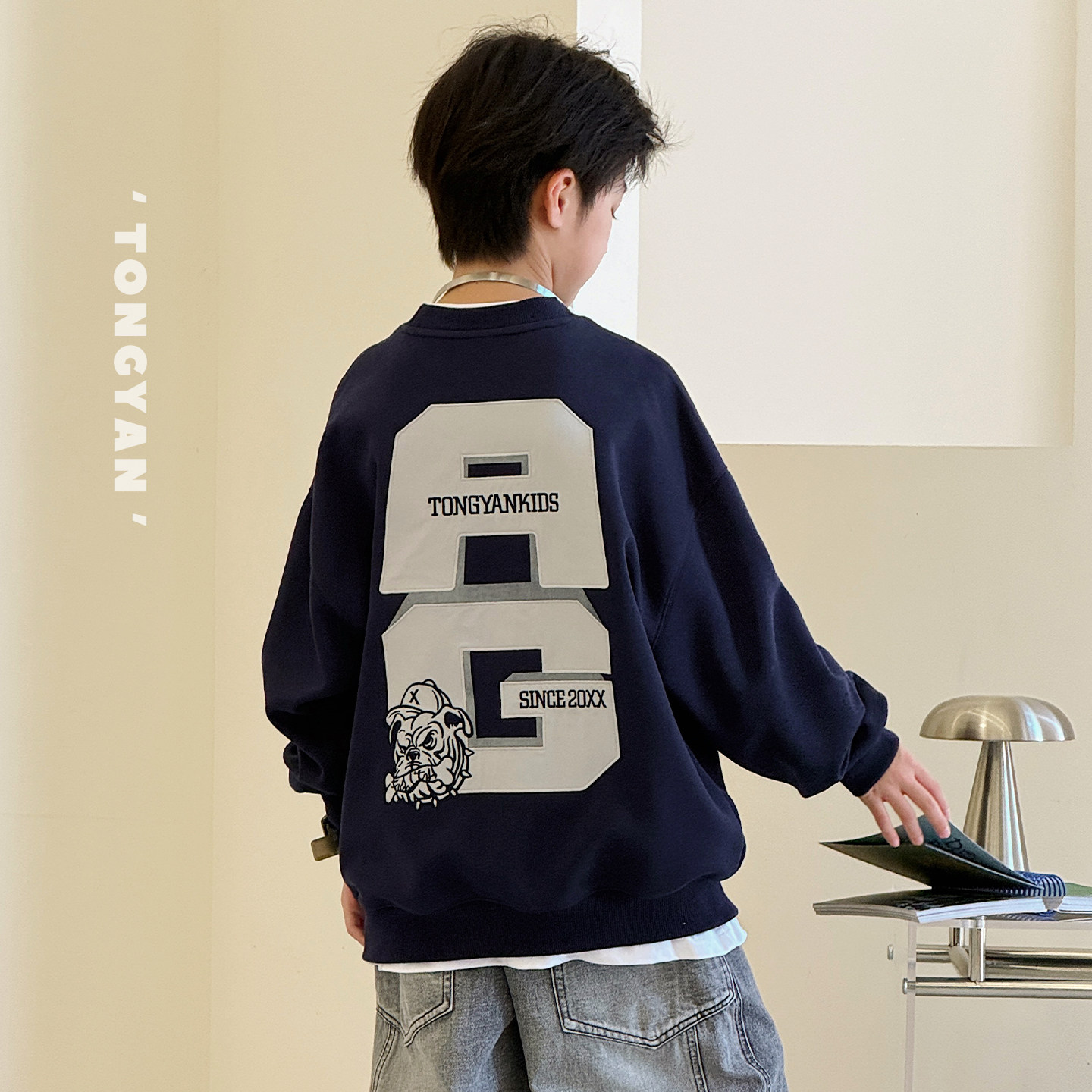 男童卫衣2026秋装新款韩版中大童圆领套头衫宽松男孩上衣儿童外套