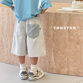 2025夏装 子宽松五分裤 新款 男童短裤 中大童薄款 裤 炸街儿童牛仔裤 潮