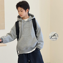 【黑标】男童卫衣加绒2025冬装中大童加厚套头衫韩版儿童连帽外套