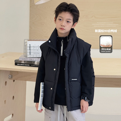 儿童羽绒服马甲韩版外套白鸭绒