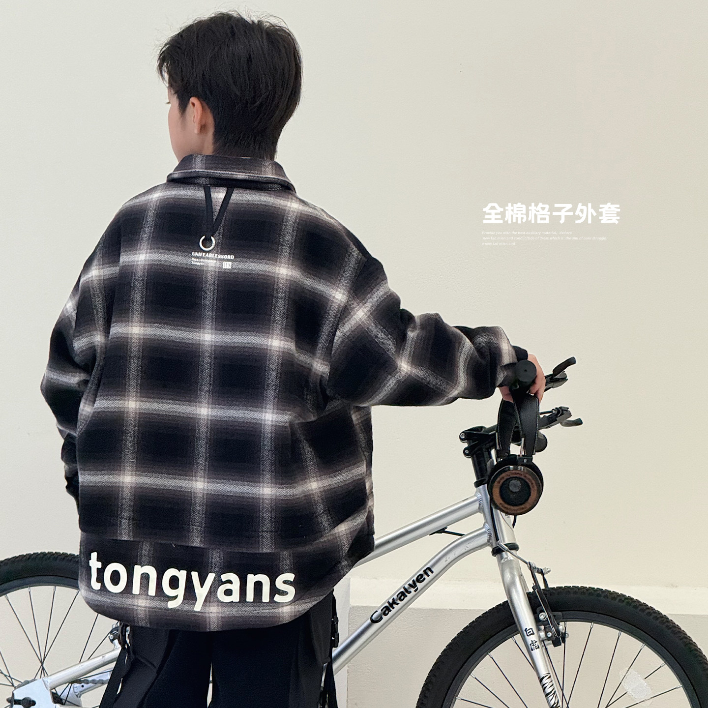 男童衬衫加厚2025冬装新款韩版中大童格子衬衣夹棉上衣儿童外套暖