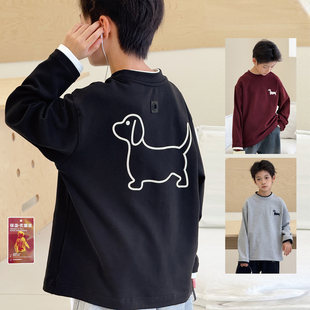 男童长袖 儿童打底衫 自制中大童加厚上衣纯棉韩版 新款 T恤 2025冬装