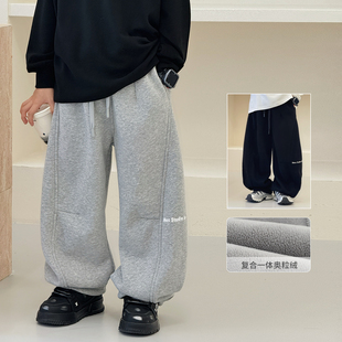 自制韩版 新款 中大童运动裤 厚棉裤 男童加绒裤 儿童休闲裤 子2025冬装