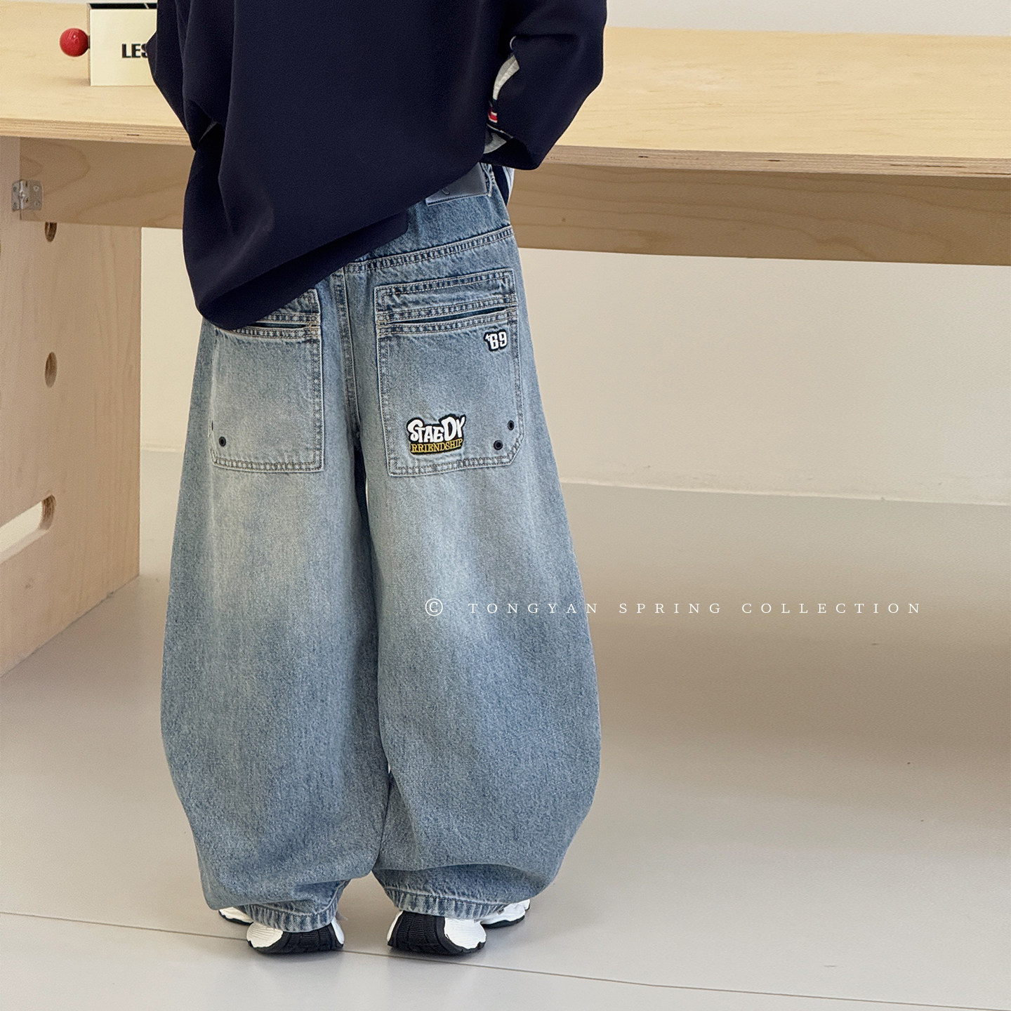 男童裤子2026春新款洋气中大童老爹裤宽松男孩长裤韩版儿童牛仔裤