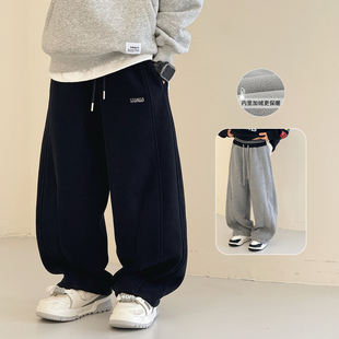 宝宝一体绒中大童运动裤 男童加绒裤 加厚儿童棉裤 新款 潮 子2025冬装