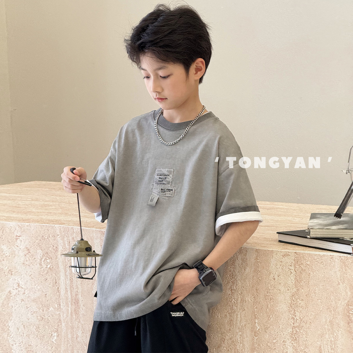 【黑标】男童短袖T恤2025夏装新款炒色儿童上衣薄款半袖中大童T恤,童装/婴儿装/亲子装,T恤,淘宝优惠券,粉丝福利购,淘宝优惠卷