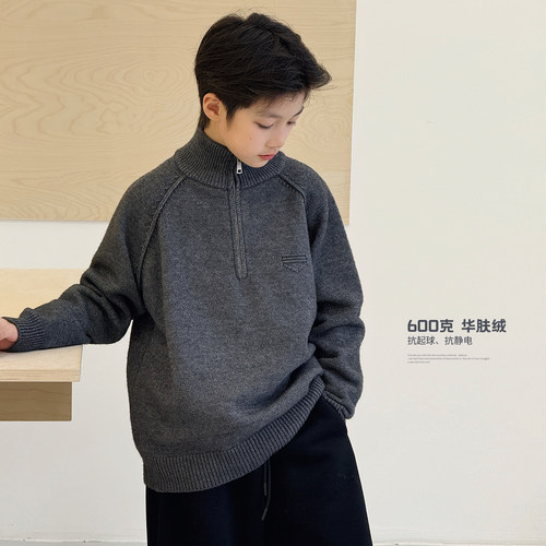 男童毛衣冬装儿童韩版外套厚线衣