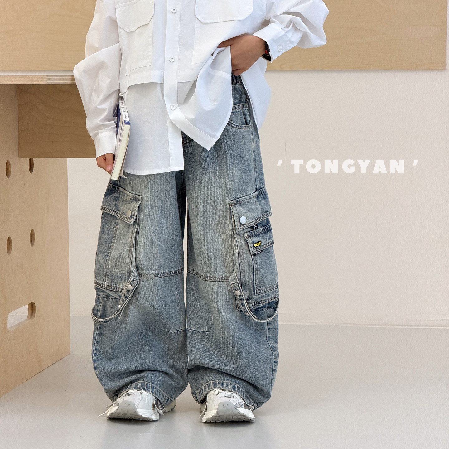 男童裤子2026春装新款儿童韩版老爹裤大口袋工装中大童牛仔裤童装