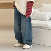 子2025秋装 韩版 新款 男童裤 中大童洋气长裤 男孩老爹裤 儿童牛仔裤 潮
