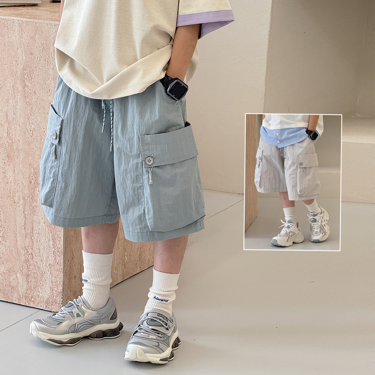 男童工装短裤2025夏装新款儿童裤子薄款五分裤速干儿童七分短裤潮