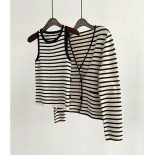 厂料 101支16针超细支数100%棉 条纹针织开衫 zhi 吊带秋季 元