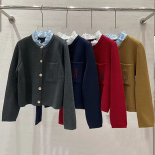 轻奢可拆卸木耳领刺绣羊毛针织开衫 品质S家法式 女 纯元 挺阔有型