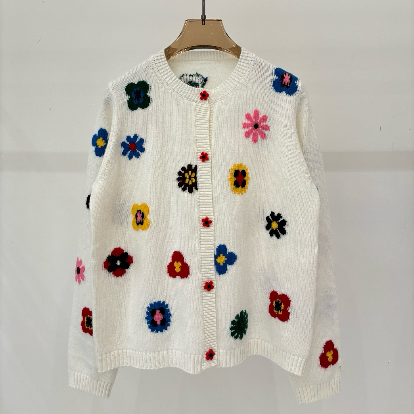 「春日多巴胺」彩色提花绵羊毛针织开衫女宽松圆领早春毛衣外套,女装/女士精品,毛针织衫,淘宝优惠券,粉丝福利购,淘宝优惠卷