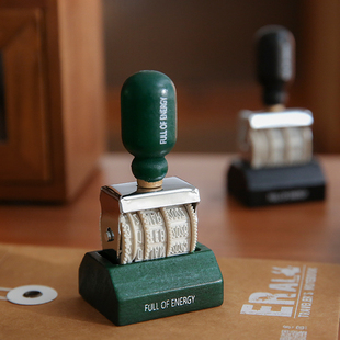 觉物文研所 日期印章复古木质手柄手帐diy工具滚轮日付日记素材