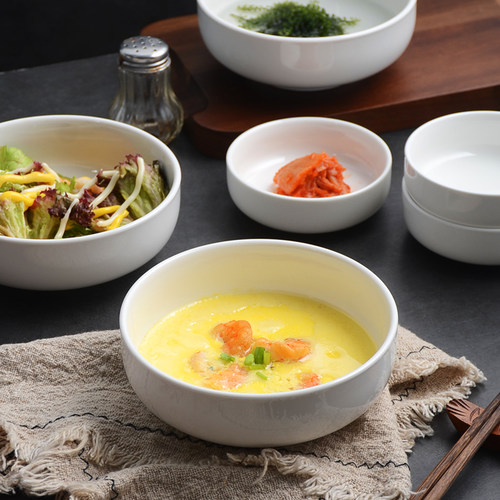 陶瓷泡菜碗小菜碗汤碗圆形料理碗韩式饭碗家用粥碗甜品碗蒸蛋碗