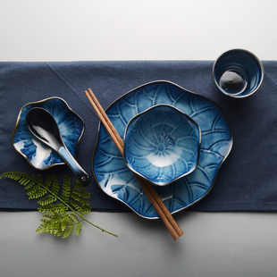 一人食陶瓷火锅寿司店餐厅配套碗碟勺杯减肥餐盘 日式 摆台餐具套装