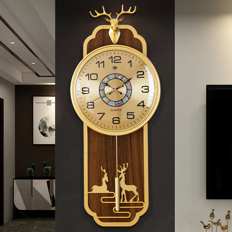 新中式挂墙钟表挂钟客厅2023新款装饰时钟万年历轻奢静音挂墙时钟,居家日用,挂钟,淘宝优惠券,粉丝福利购,淘宝优惠卷