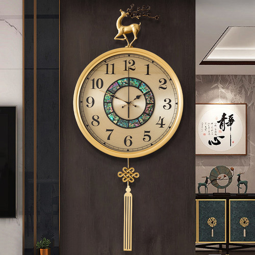 新中式钟表黄铜挂钟客厅家用