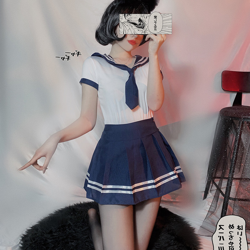 JAPANESE NAVAL ACADEMY STYLE JK UNIFORM STUDENT SHORT SKIRT SEXY COSPLAY SAILOR PURE CUTE SEDUCTION SUIT