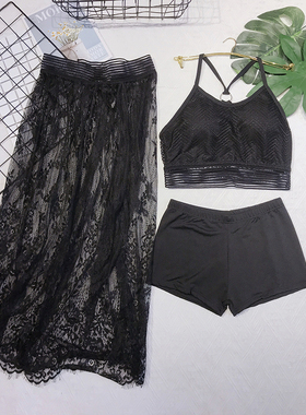 泳衣女2022新款超仙分体比基尼小胸聚拢温泉泳衣三件套韩国小香风