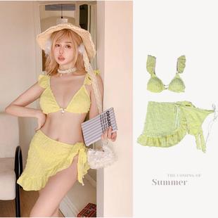 比基尼泳衣女性感三件套小胸聚拢拍照好看海边度假高级泡温泉泳装