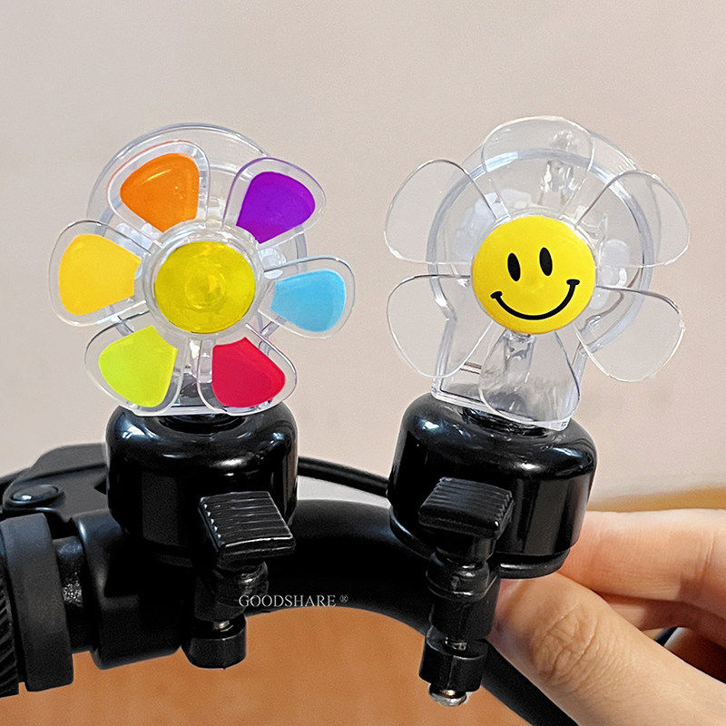 儿童自行车车载铃铛滑板车单车通用拨片车铃旋转发光装饰彩灯摆件