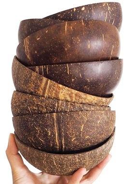 ins纯天然椰子碗大肚碗创意绿色健康vlog博主同款甜品碗小众