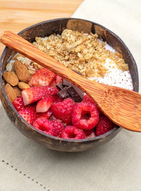 ins纯天然椰子碗大肚碗创意绿色健康vlog博主同款甜品碗小众