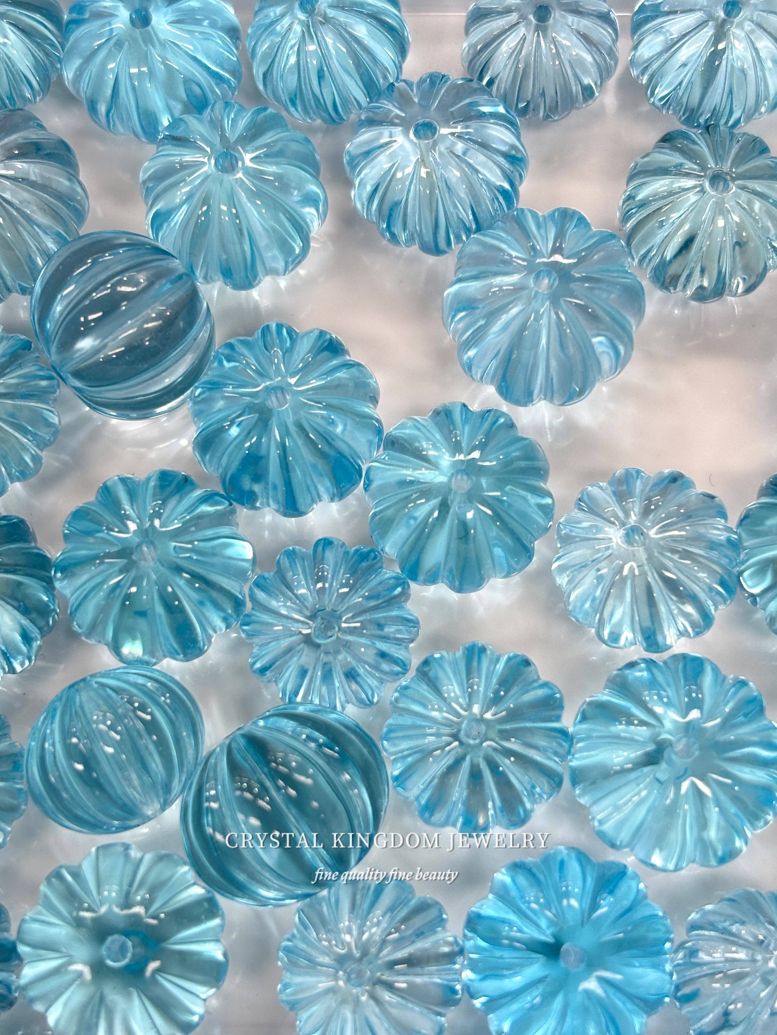 天然托帕石蓝色宝石南瓜珠散珠单珠diy原创水晶手链高档手工配件