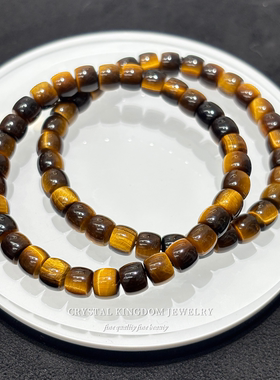 天然黄虎眼直切手链水晶手串木变石diy原创散珠材料流行时尚首饰