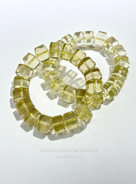 天然柠檬黄手串柠檬晶车轮药片手串招米米水晶可diy男士父亲礼物