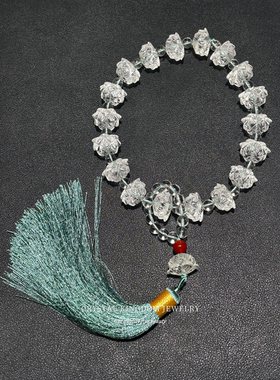 天然白水晶雕刻莲花珠手持佛珠车挂挂件原创文玩首饰手串情侣礼物