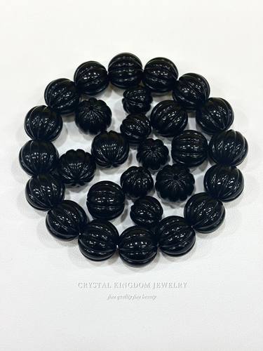 天然黑金刚黑玛瑙南瓜珠散珠单珠diy原创手链编织配件项链饰品